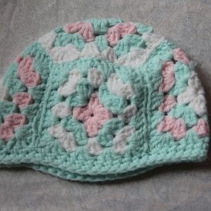 Hand Crochet beanie spring pastel colors for baby